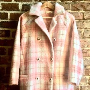 Pink Plaid Pea Coat